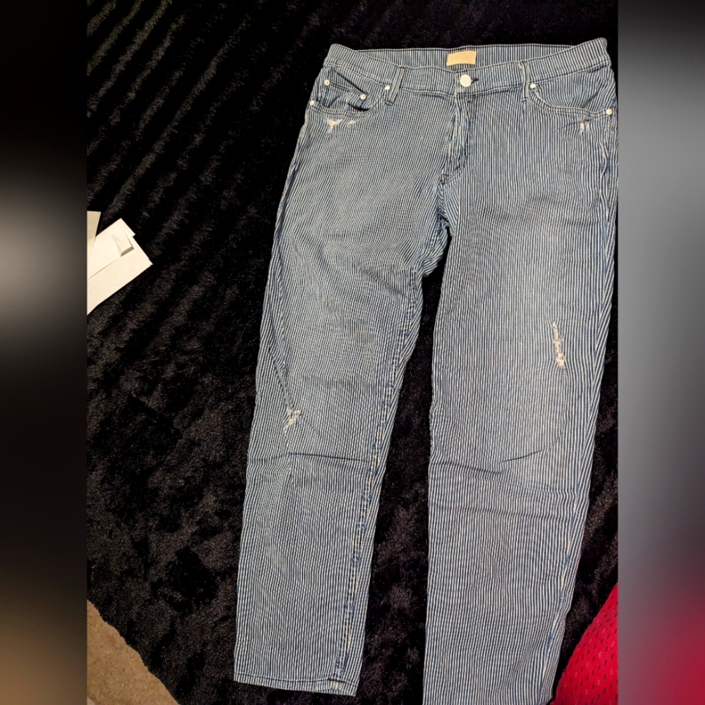 MOTHER slightly distressed pinstripe jeans size 30 - Picture 10 of 11